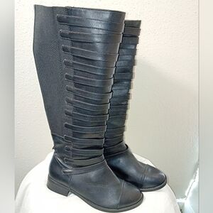 Women's TORRID Military Black Knee-High Wide Calf Stretch Boots sz 10W